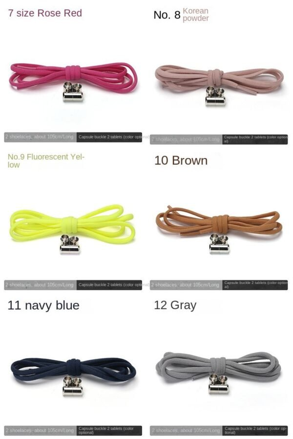Convenient Elastic Shoelace No-Tie Easy Wear Metal Capsule Buckle Lazy Elastic No-Tie Metal Capsule Shoelace Buckle