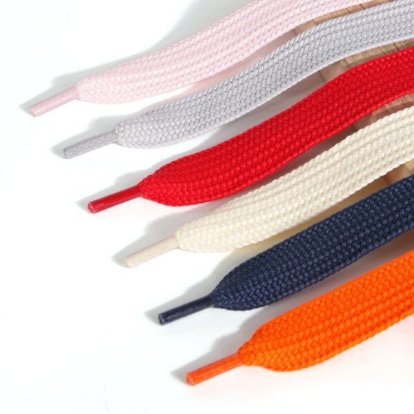 Open Smile Colorful Braided Shoelaces 2.2cm Flat for White Sports Shoes Casual Sneakers Wide Shoelaces