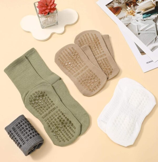 H62189d22e1cd4549a57a2003989e62619.jpg Autumn Knitted Anti-Bacterial Pilates Socks Grip Women Non-Slip Yoga Dance Athletic Crew Spandex