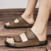 New Top Genuine Leather Men's Slide Sandals Summer Classic Fashion Luxury Design Handmade Slipper Dubai Hot Sale Low Price Brand