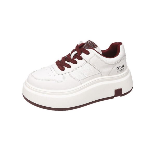 H889a30cf12544f9888fd29b7f3de8b75Q.jpg Women's White Lace-up Summer Sports Casual Shoes Thick-Soled Height-Increasing Lightweight Skateboarding Sneakers