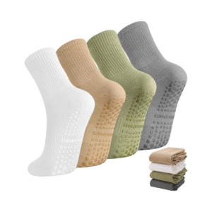 Autumn Knitted Anti-Bacterial Pilates Socks Grip Women Non-Slip Yoga Dance Athletic Crew Spandex